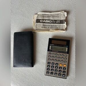 Vintage Casio Fx-115 Solar Scientific Calculator W/ Case & Manual Tested